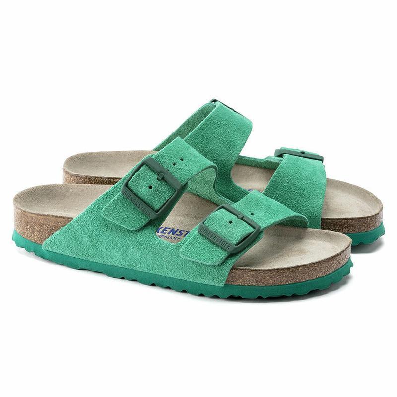 Arizona Birkenstock Soft Footbed Semisove Kozene Damske Zelene | SK 17CTV